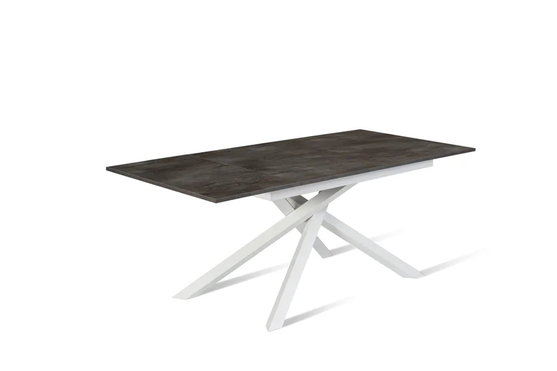 Table extensible en béton gris-blanc 90 cm x 140-190 cm H. 76 cm