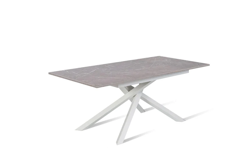 Table extensible blanc anthracite 90 cm x 140- 190 cm H. 76 cm