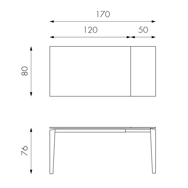Table extensible avec plateau en céramique marbre anthracite 120/170x80 cm