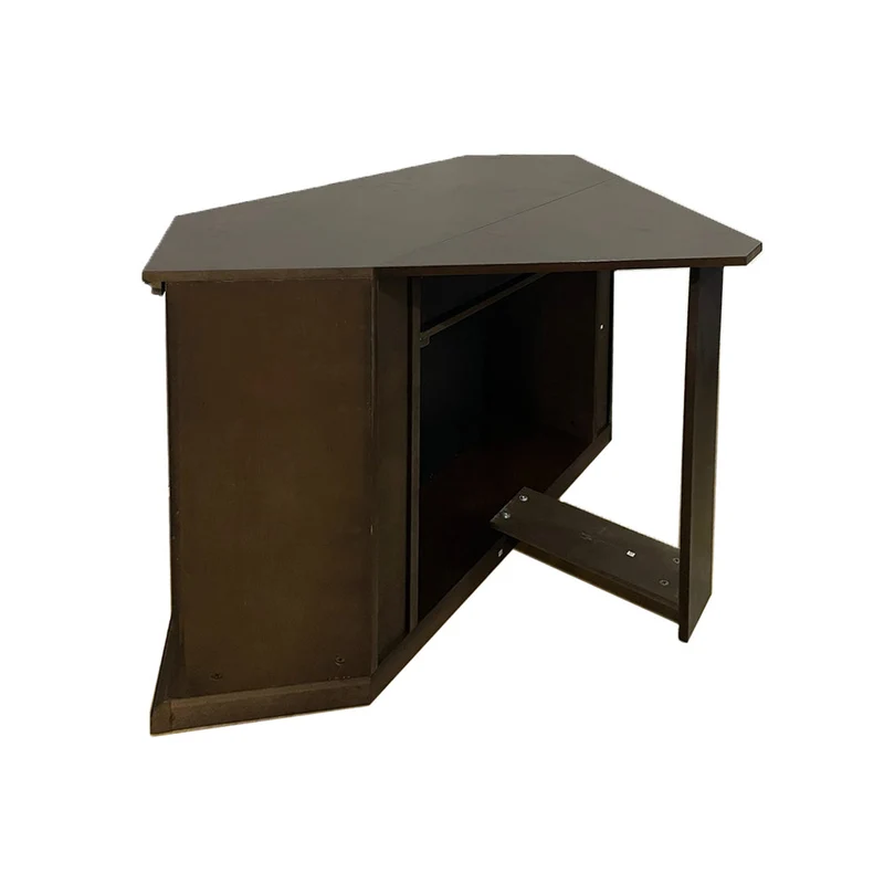 Cheminée électrique cheminée d'angle au sol en bois de noyer L126 x P78 x H83