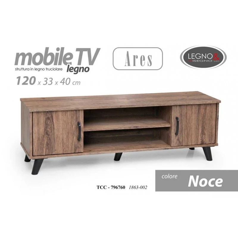 Meuble de salon bas meuble TV buffet en noyer 120 x 33 x 40 h cm