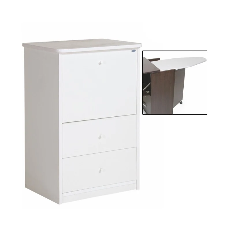 Meuble avec table à repasser Tiroirs en bois mélaminé blanc 44x57xH.89 cm
