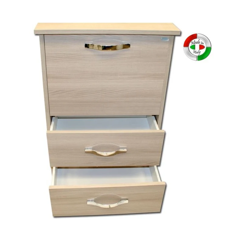 Table à repasser mobile en bois d'orme avec 3 tiroirs 44x57xH.89 cm (1)