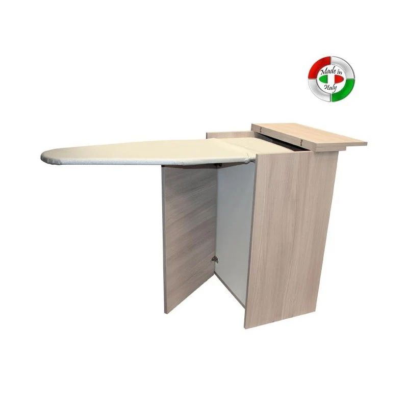 Table à repasser mobile en bois d'orme avec 3 tiroirs 44x57xH.89 cm (1)