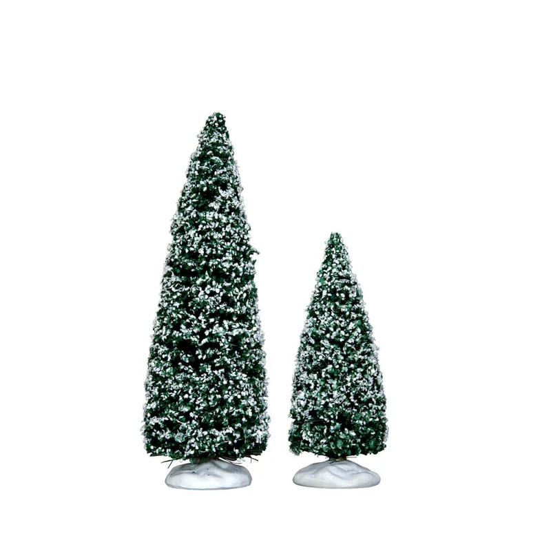 Lemax Genévrier enneigé Medium & Small - Genévrier enneigé moyen et petit Décoration de jeu d'hiver pour village de Noël