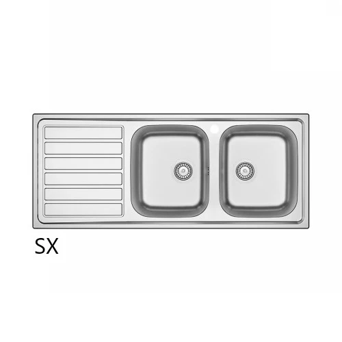 Évier encastrable inox LS03 120x50 cm avec égouttoir à gauche