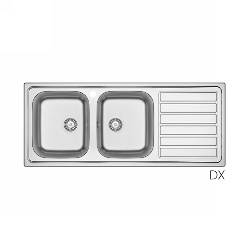 Évier à encastrer inox 120x50 cm avec égouttoir à droite