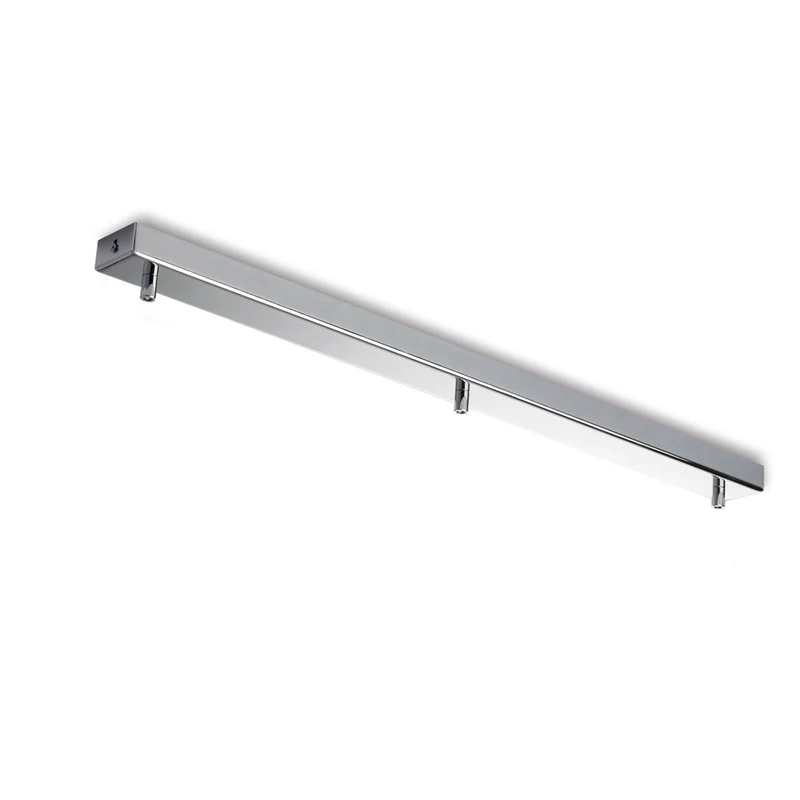 Rosace rectangulaire multicâbles en fer chromé à 3 trous H.3 - L.70 x 5