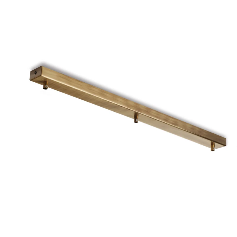 Rosace multicâbles rectangulaire en fer bronzé 3 trous H.3 - L.70 x 5