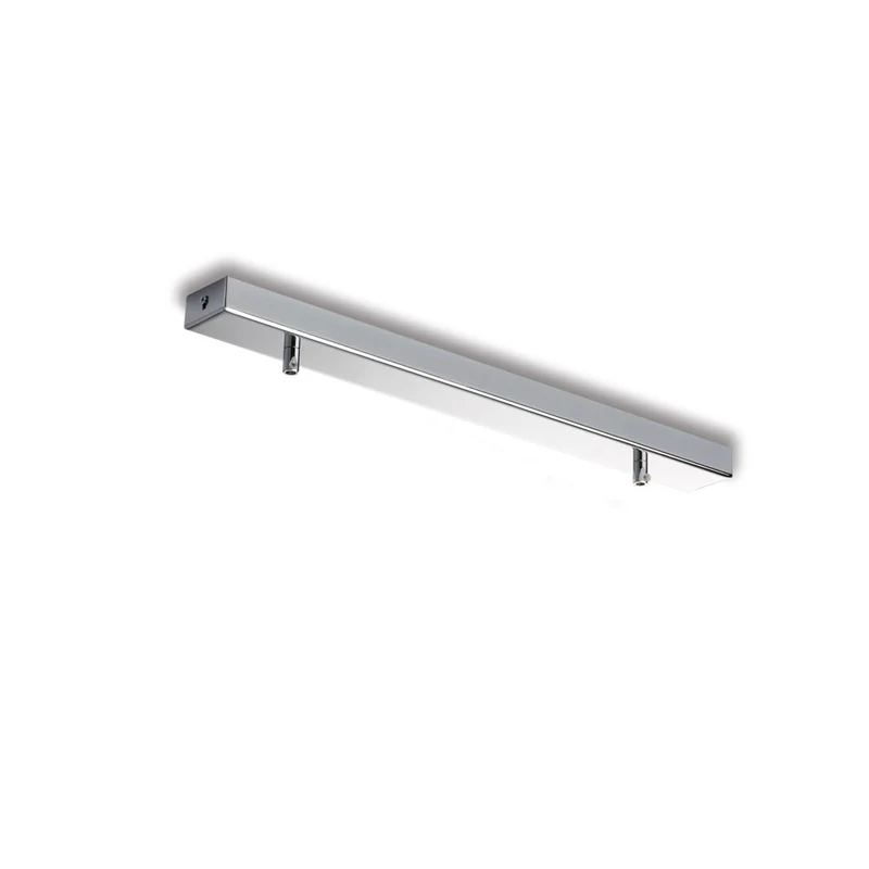 Rosace rectangulaire multicâbles en fer chromé avec 2 trous H.3 - L.50 x 5
