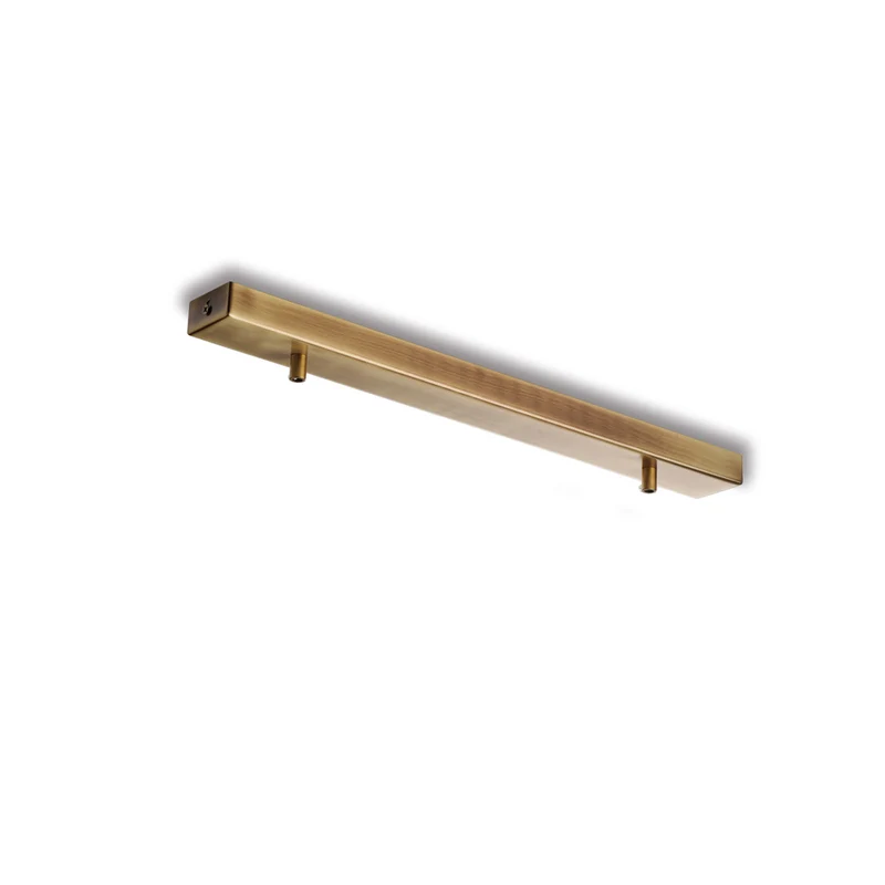 Rosace multicâbles rectangulaire en fer bronzé 2 trous H.3 - L.50 x 5
