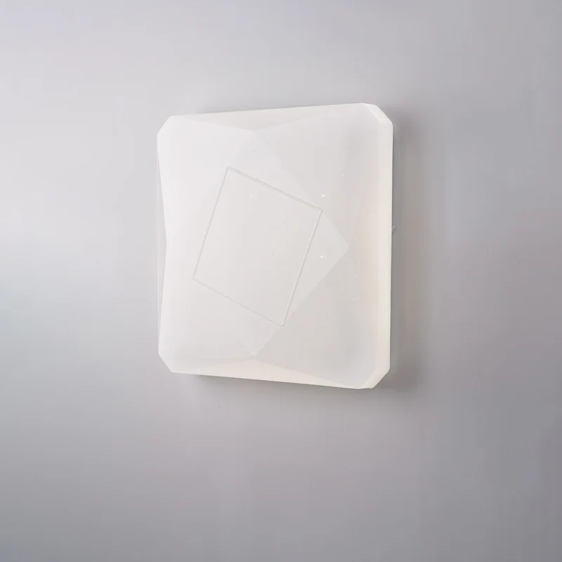 Plafonnier carré diamètre 40 cm en acrylique blanc avec LED CCT intégrée + télécommande H.7 - Ø 42