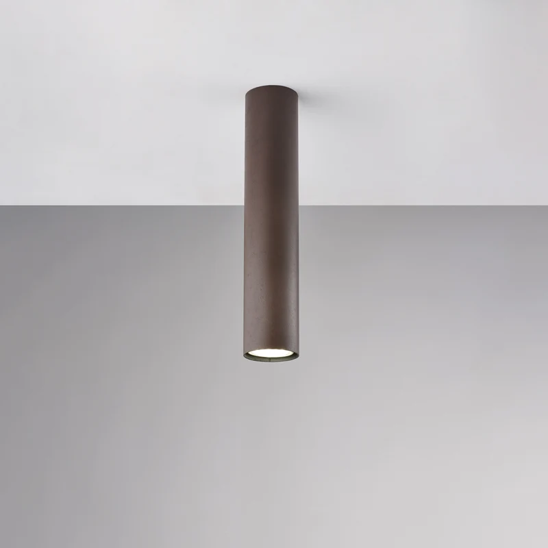 Plafonnier GU10 en fer laqué noir décor effet rouille 1 lumière H.30 - Ø8