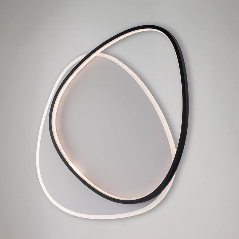 Plafonnier bicolore avec LED CCT et télécommande, H.5 x L.55x46 cm