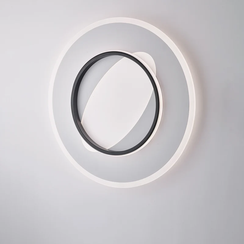 Plafonnier rond en Métal et Aluminium Noir et Blanc avec LED CCT