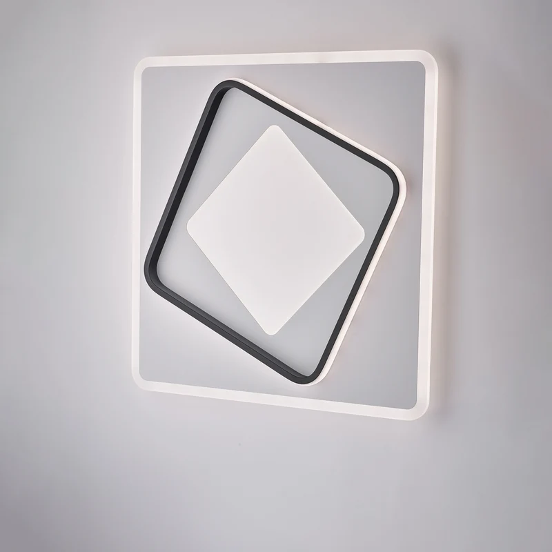 Plafonnier carré en Métal et Aluminium Noir et Blanc avec LED CCT