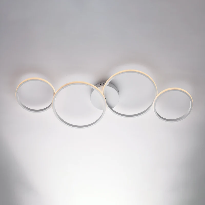 Plafonnier en métal et aluminium laqué blanc avec LED CCT intégrées + télécommande H.8 - L. 100 X 34