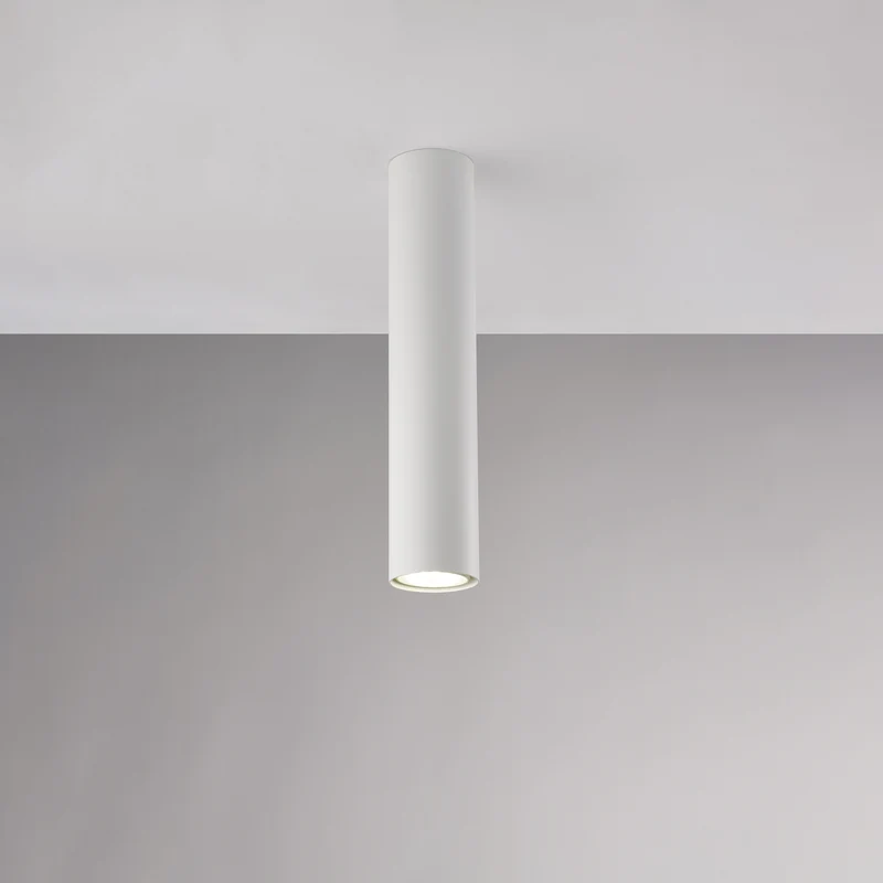 Plafonnier GU10 en fer laqué blanc 1 lumière H.30 - Ø8