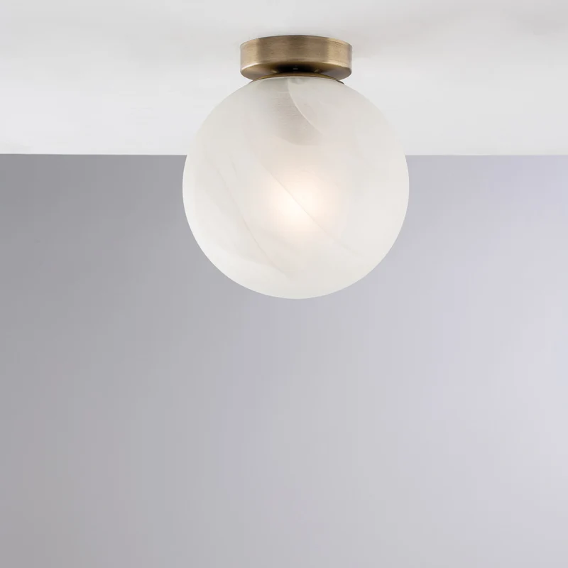 Plafonnier en fer chromé noir 1 lumière avec sphère dm.20 H.23 - Ø20