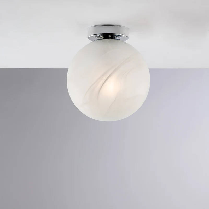 Plafonnier en fer chromé 1 lumière avec sphère dm.20 H.23 - Ø20
