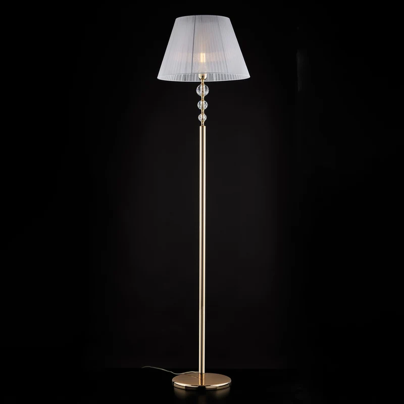 Lampadaire doré et cristal 1 lumière avec abat-jour dm.45 H.180 - Ø45