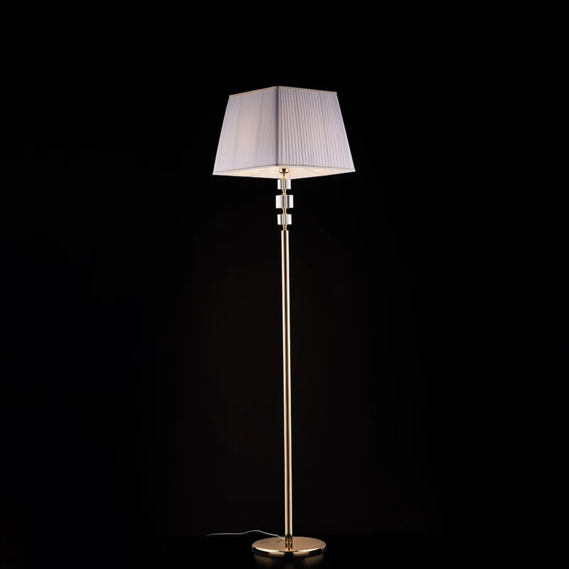 Lampadaire doré et cristal 1 lumière avec abat-jour dm.45 H.180 - Ø40
