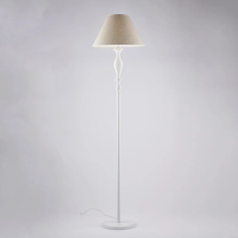 Lampadaire en bois et fer blanc 1 lumière et abat-jour d.45 H.183 - Ø45