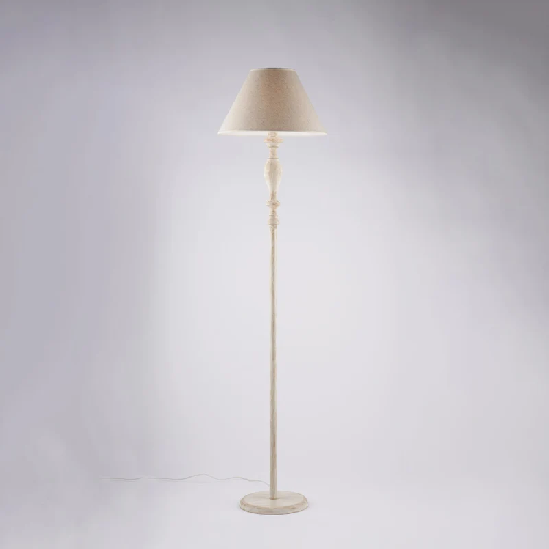 Lampadaire en bois et fer blanc et tourterelle 1 lumière H.183 - Ø45