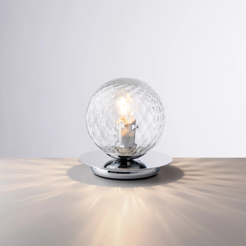 Lampe de table en fer chromé poli 1 lumière H.17 - Ø16