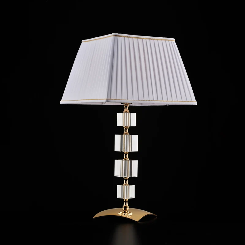 Lampe en fer doré et cristal 1 lumière avec abat-jour H.59 - Ø30