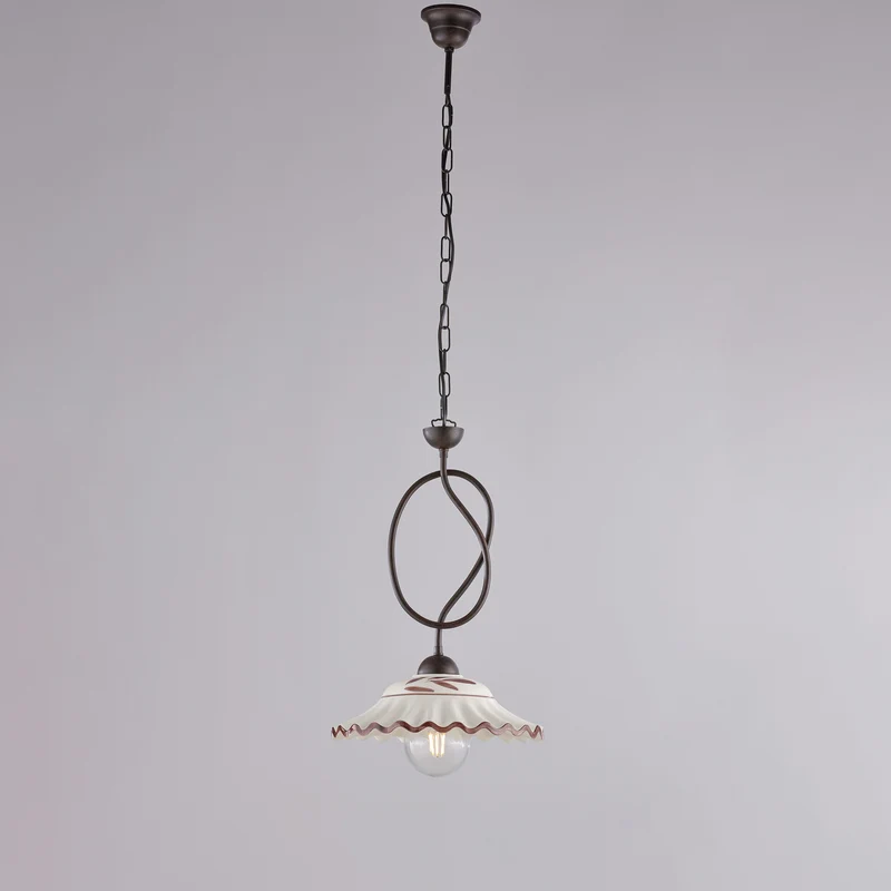 Lustre noir rouille, céramique marron blanc, 1 lumière, Ø30 cm