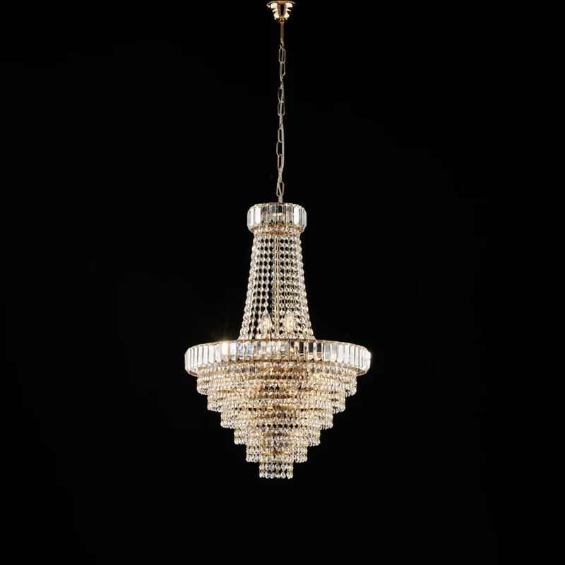 Lustre en fer et laiton doré avec strass 8 lumières H.79 - MAX 129 - Ø51