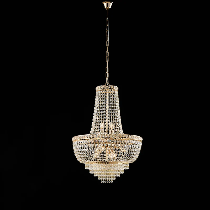 Lustre en fer et laiton doré avec strass 8 lumières H.73 - MAX 133 - Ø52