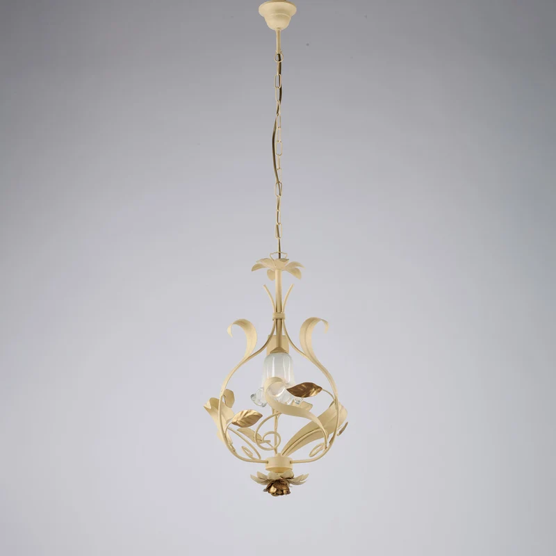 Lustre en fer laqué décapé ivoire 1 lumière H.52 - MAX 112 - Ø33