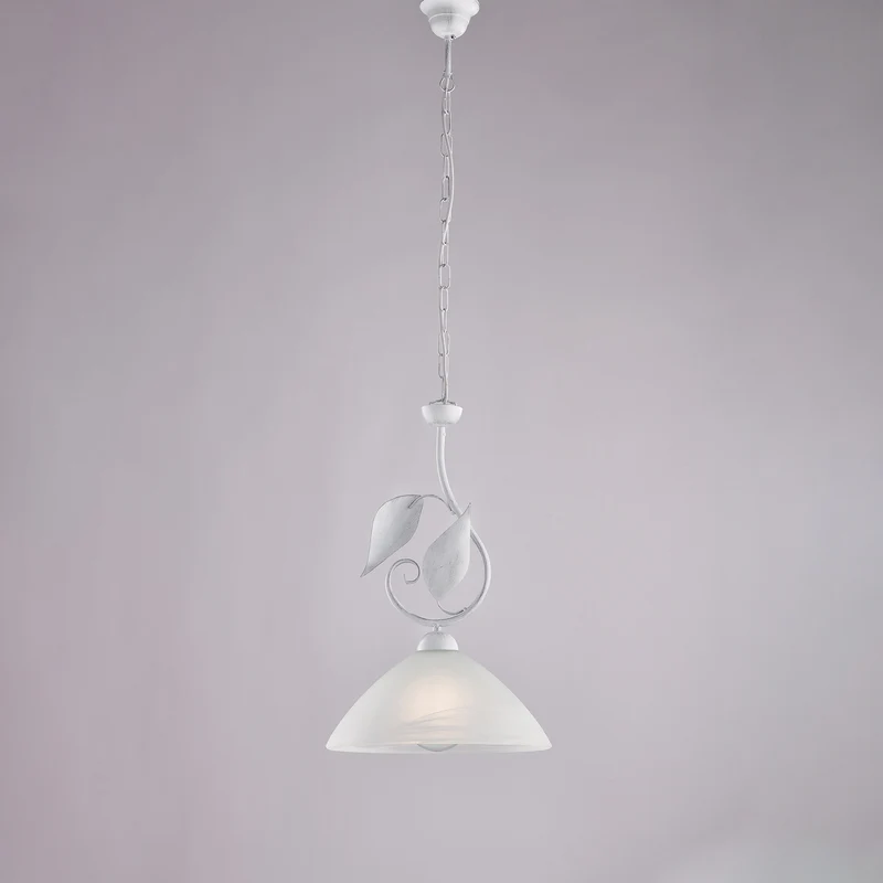 Lustre en Fer Blanc Argenté 1 Lumière Verre Ø30 H50-110 L96x30 cm