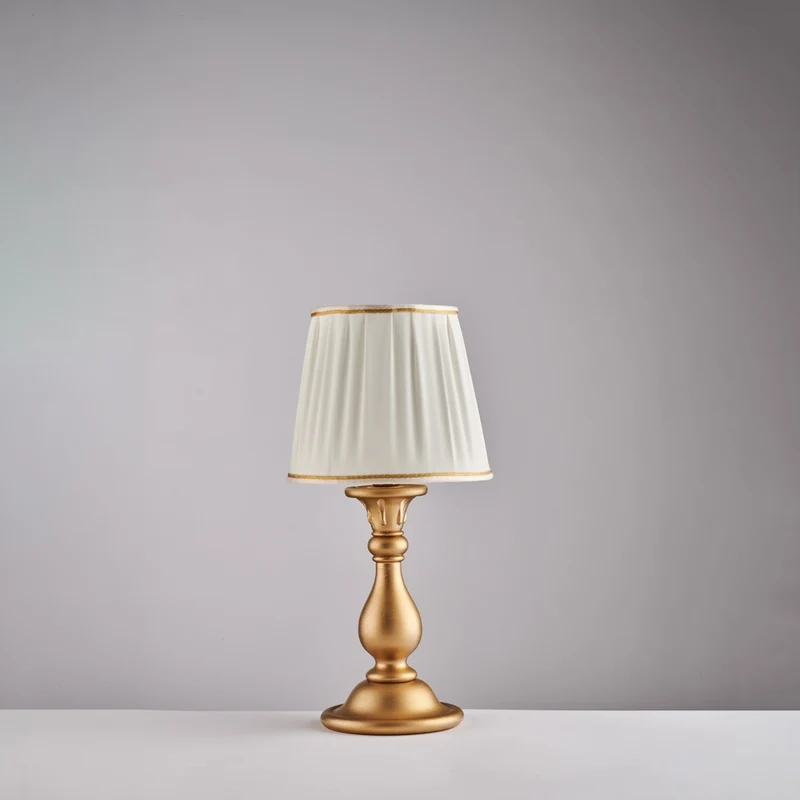 Lampe de table en bois doré antique 1 lumière avec abat-jour dm.20 H.39 - Ø20