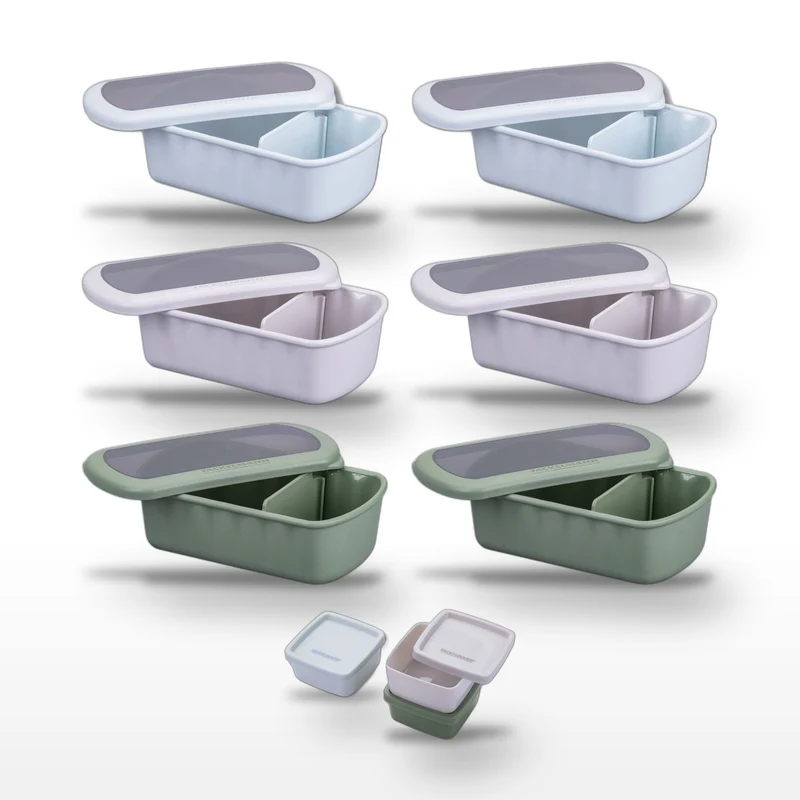 Lot de 6 lunch box 1L avec 3 boites à sauce Fackelmann Storage