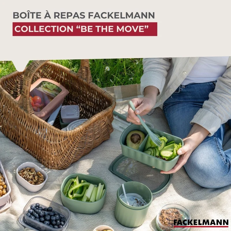 Lot de 6 lunch box 1,2L avec 3 boites à sauce Fackelmann Storage