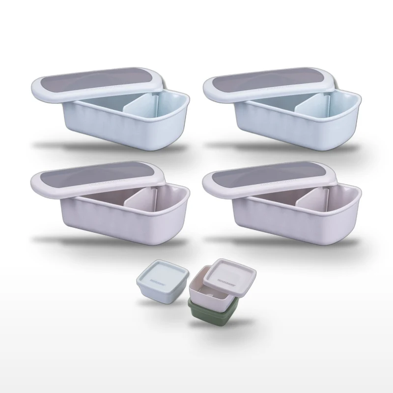 Lot de 4 lunch box 1L avec 3 boîtes à sauce Fackelmann Storage