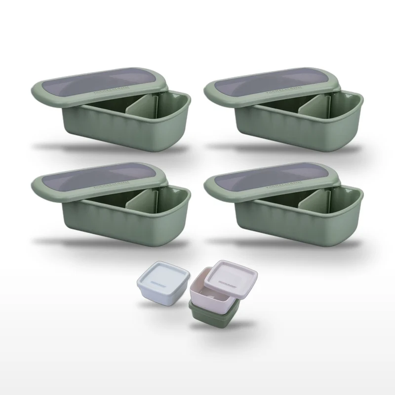 Lot de 4 lunch box 1L avec 3 boites à sauce Fackelmann Storage
