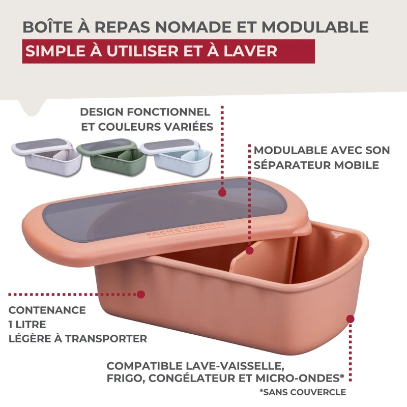 Lot de 4 lunch box 1L avec 3 boîtes à sauce Fackelmann Storage