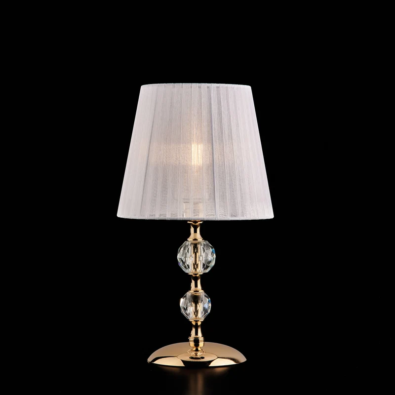 Lampe de table Sphère en cristal, fer doré, abat-jour Ø20 H36 cm