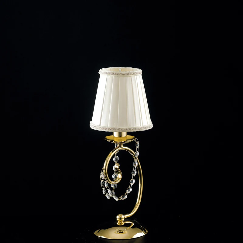 Lampe de table 1 lumière en fer doré avec abat-jour H.27 - Ø13