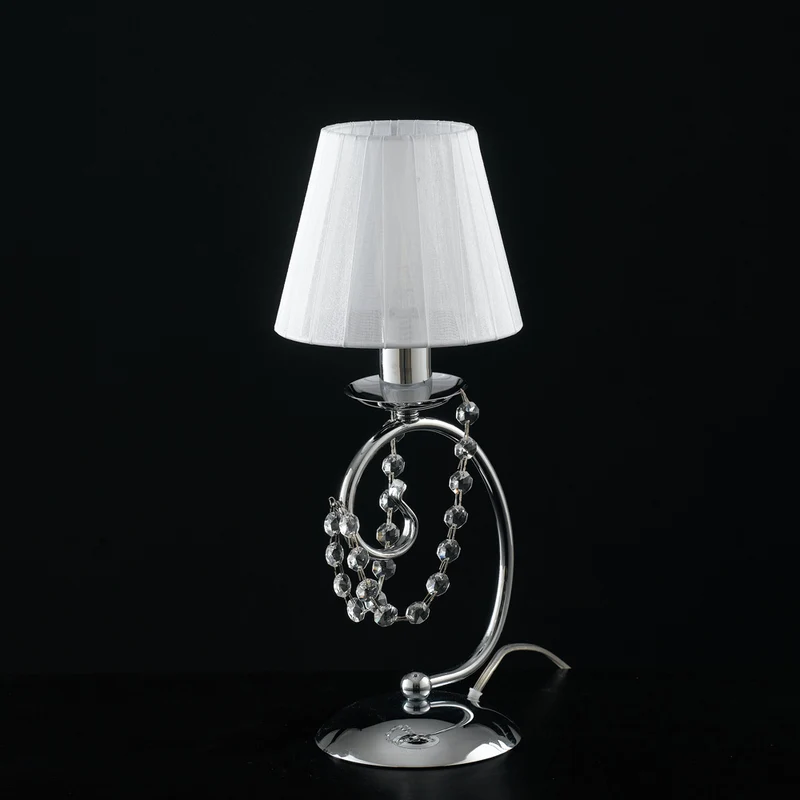Lampe de table 1 lumière en fer chromé avec abat-jour H.27 - Ø13