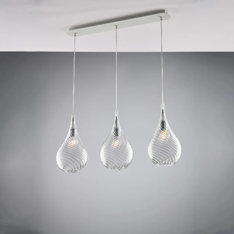 Rail en fer, verre Pyrex transparent, 3 lumières H.41-max 141 Mod.1