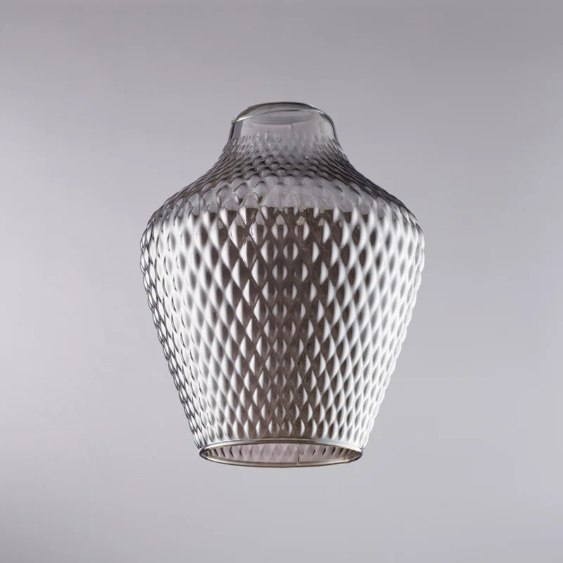 diffuseur en verre soufflé gris miroir à décor en relief H.27 - Ø21