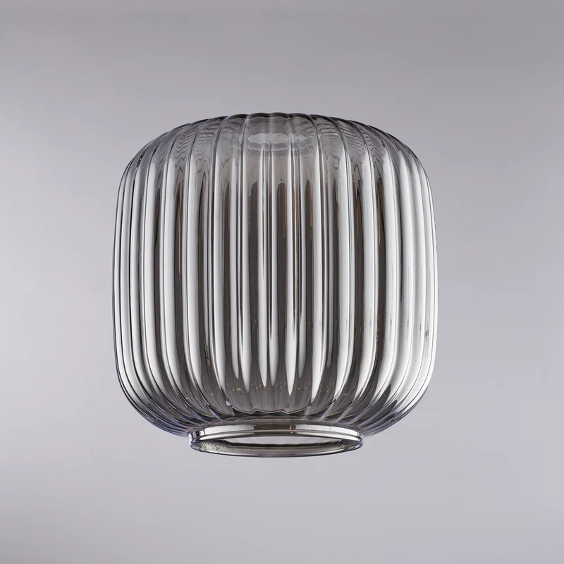 Diffuseur en verre soufflé miroir gris à décor rayé en relief H.20 - Ø20