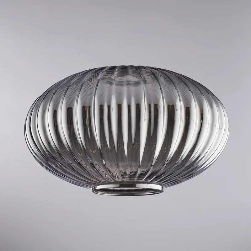 Diffuseur en verre soufflé miroir gris à décor rayé en relief H.18 - Ø30