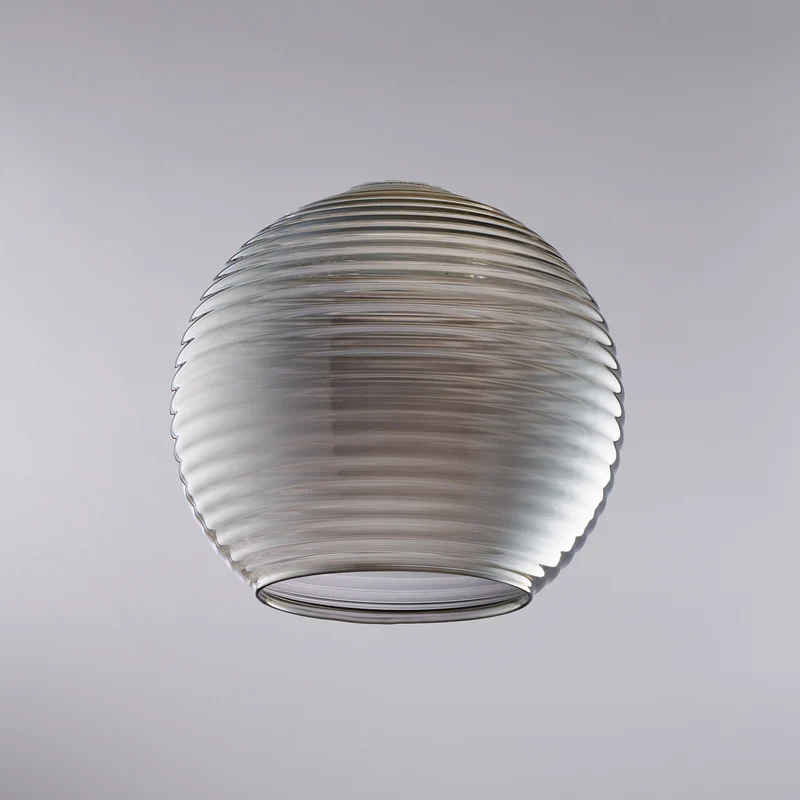 diffuser in mirrored gray blown glass with raised lines H.18 - Ø20