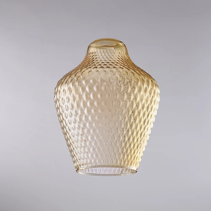 Diffuseur en verre soufflé ambré à décor en relief H.27 - Ø21